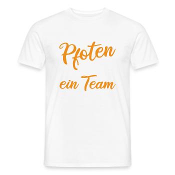 Canicross 4 Pfoten 2 Füße ein Team - Männer T-Shirt - Weiß - Vorne - AI Model Male 178 dark (178cm)