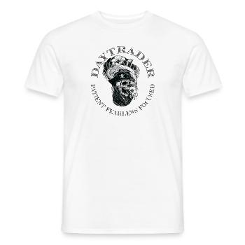 Daytrader mit Piratenkopf Skull weiß - Männer T-Shirt - Weiß - Vorne - AI Model Male 178 dark (178cm)