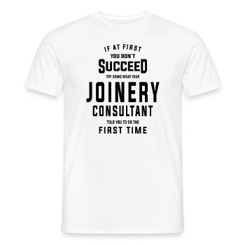 Joinery Consultant's Advice - Key to Success - Men's T-Shirt - white - Front - AI Model Male 178 dark (178cm)
