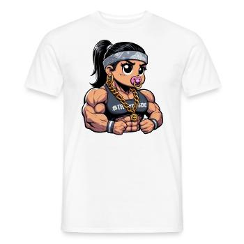 HIP HOP - Muscle Girl - T-Shirt - T-shirt homme - blanc - Devant - AI Model Male 178 dark (178cm)