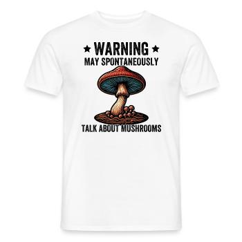Avertissement : peut spontanément parler de champignons - T-shirt homme - blanc - Devant - AI Model Male 178 dark (178cm)