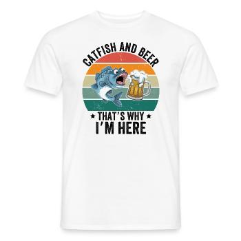 Catfish & Beer That's Why I'm Here - Männer T-Shirt - Weiß - Vorne - AI Model Male 178 dark (178cm)