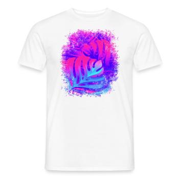 Pflanzenmuster Monstera Farn Blätter Neon rot blau - Männer T-Shirt - Weiß - Vorne - AI Model Male 178 dark (178cm)