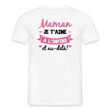 Maman je t'aime à l infini et au-delà - T-shirt homme - blanc - Devant - AI Model Male 178 dark (178cm)