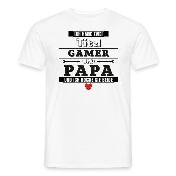 Ich habe zwei Titel Gamer und Papa - Männer T-Shirt - Weiß - Vorne - AI Model Male 178 dark (178cm)