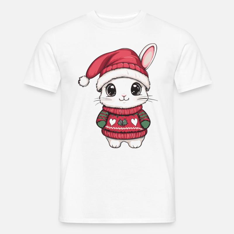 Hase Weihnachten Comic - Männer T-Shirt - Weiß