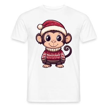 Monkey Christmas Comic - Men's T-Shirt - white - Front - AI Model Male 178 dark (178cm)