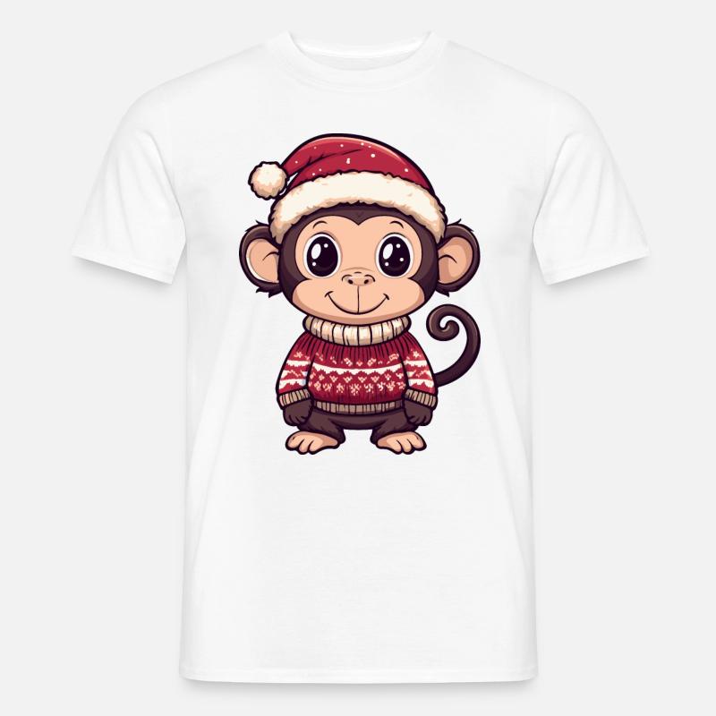 Affe Weihnachten Comic - Männer T-Shirt - Weiß