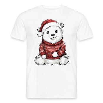 Polar Bear Christmas Comic - Men's T-Shirt - white - Front - AI Model Male 178 dark (178cm)