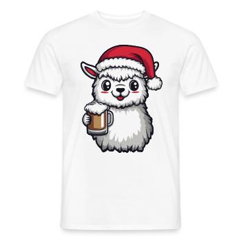 Alpaga Llama Bière Noël Noël - T-shirt homme - blanc - Devant - AI Model Male 178 dark (178cm)