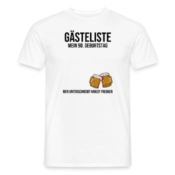 90. Geburtstag - Gästeliste Gästebuch - Männer T-Shirt - Weiß - Vorne - AI Model Male 178 dark (178cm)