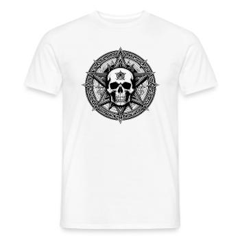 Skull mit Pentagramm als Strichzeichnung - Männer T-Shirt - Weiß - Vorne - AI Model Male 178 dark (178cm)