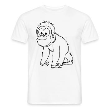 Bande dessinée de singe orang-outan - T-shirt homme - blanc - Devant - AI Model Male 178 dark (178cm)