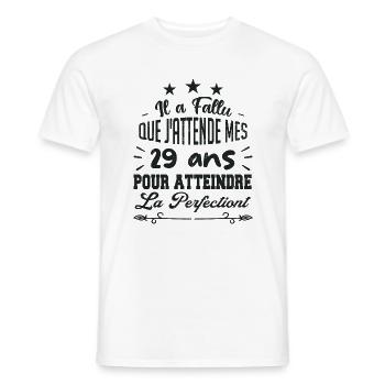 29 ans / perfection - T-shirt homme - blanc - Devant - AI Model Male 178 dark (178cm)