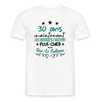 humour anniversaire 30 ans - T-shirt homme - blanc - Devant - AI Model Male 178 dark (178cm)
