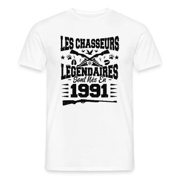 Chasseur légendaire nées en 1991 anniversaire - T-shirt homme - blanc - Devant - AI Model Male 178 dark (178cm)