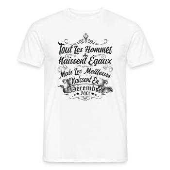 les meilleurs naissent en décembre / Décembre 2001 - T-shirt homme - blanc - Devant - AI Model Male 178 dark (178cm)