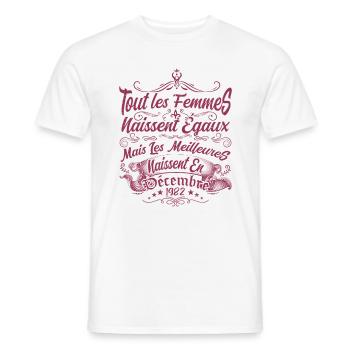 les meilleures naissent en décembre, Décembre 1982 - T-shirt homme - blanc - Devant - AI Model Male 178 dark (178cm)