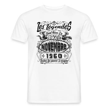 Les Légendes Sont Nées En Novembre 1960 Cadeau - T-shirt homme - blanc - Devant - AI Model Male 178 dark (178cm)