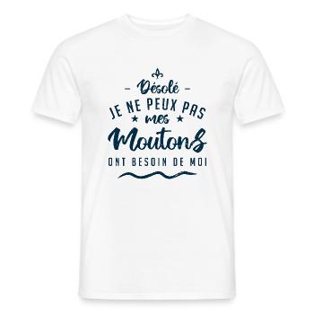 Désolé mes moutons ont besoin de moi - T-shirt homme - blanc - Devant - AI Model Male 178 dark (178cm)