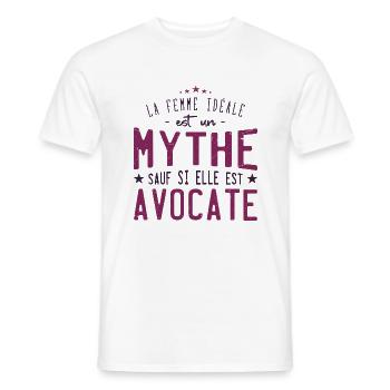 Avocate femme. Cadeau métier loi mythe tribunal - T-shirt homme - blanc - Devant - AI Model Male 178 dark (178cm)