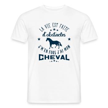 j'm'en fous j'ai mon cheval - T-shirt homme - blanc - Devant - AI Model Male 178 dark (178cm)