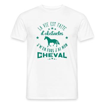 La Vie Est Faite D'obstacles | Équitation Cheval - T-shirt homme - blanc - Devant - AI Model Male 178 dark (178cm)