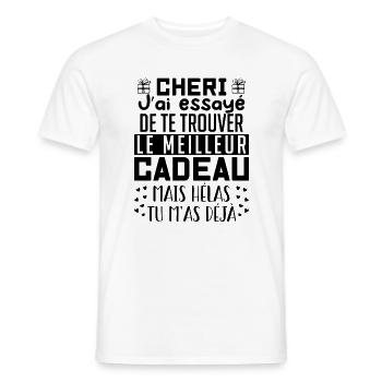 Chéri Saint Valentin Amour Couple | Humour - T-shirt homme - blanc - Devant - AI Model Male 178 dark (178cm)