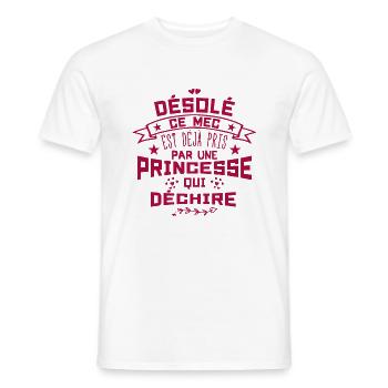 Désolé Ce Mec est déjà pris par une princesse - T-shirt homme - blanc - Devant - AI Model Male 178 dark (178cm)