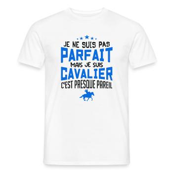 pas parfait mais cavalier - T-shirt homme - blanc - Devant - AI Model Male 178 dark (178cm)