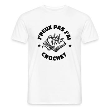 j'peux pas j'ai crochet humour couture - T-shirt homme - blanc - Devant - AI Model Male 178 dark (178cm)
