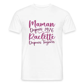 Maman depuis 1976 Raclette depuis toujours, Cadeau - T-shirt homme - blanc - Devant - AI Model Male 178 dark (178cm)
