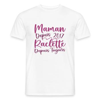 Maman depuis 2017 Raclette depuis toujours, Cadeau - T-shirt homme - blanc - Devant - AI Model Male 178 dark (178cm)