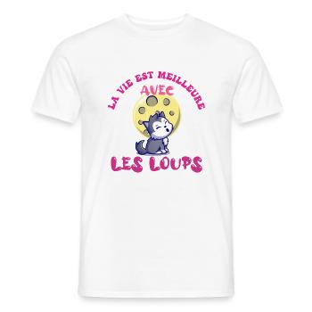 Enfant Fille La Vie Est Meilleure avec les Loups - T-shirt homme - blanc - Devant - AI Model Male 178 dark (178cm)