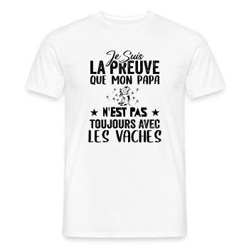 Preuve que mon papa pas toujours avec les vaches - T-shirt homme - blanc - Devant - AI Model Male 178 dark (178cm)