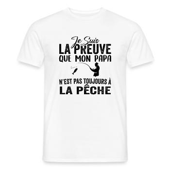 Preuve que mon papa pas toujours à la pêche - T-shirt homme - blanc - Devant - AI Model Male 178 dark (178cm)