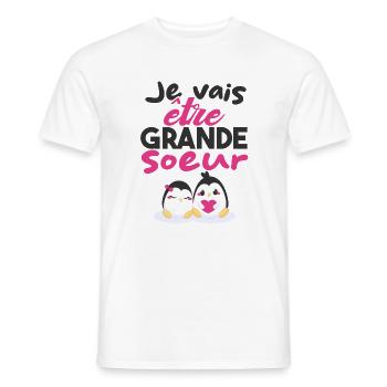 Future Grande Sœur | Annonce Grande Soeur Cadeau - T-shirt homme - blanc - Devant - AI Model Male 178 dark (178cm)