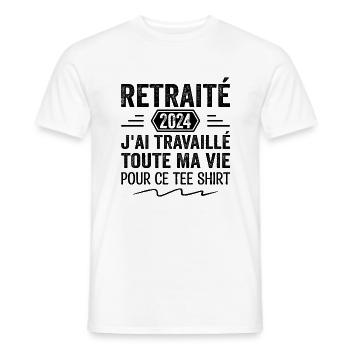 Retraité 2024 J'ai Travaillé Toute Ma Vie | Cadeau - T-shirt homme - blanc - Devant - AI Model Male 178 dark (178cm)