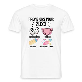Prévisions pour 2023 Humour Futur Papa pour 2023 - T-shirt homme - blanc - Devant - AI Model Male 178 dark (178cm)