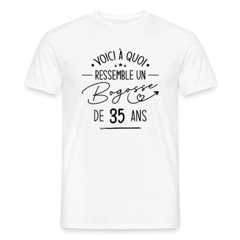 Bogosse 35 ans Cadeau Humour Anniversaire 35 ans - T-shirt homme - blanc - Devant - AI Model Male 178 dark (178cm)