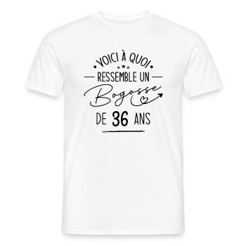 Bogosse 36 ans Cadeau Humour Anniversaire 36 ans - T-shirt homme - blanc - Devant - AI Model Male 178 dark (178cm)