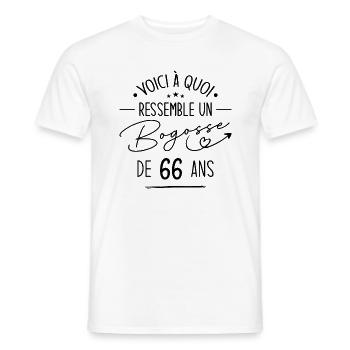 Bogosse 66 ans Cadeau Humour Anniversaire 66 ans - T-shirt homme - blanc - Devant - AI Model Male 178 dark (178cm)