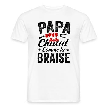 Papa Chaud Comme La Braise, Cadeau Humour Barbecue - T-shirt homme - blanc - Devant - AI Model Male 178 dark (178cm)