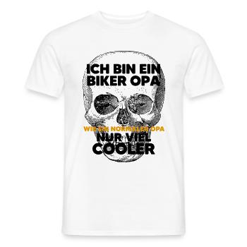 Cooler Rocker Opa Biker Totenkopf Geschenk - Männer T-Shirt - Weiß - Vorne - AI Model Male 178 dark (178cm)