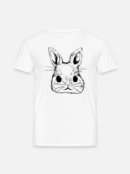 Süßer Hase, Illustration, Tier, Handgezeichnet - Männer T-Shirt - Weiß