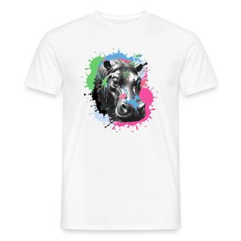 Nilpferd, Graffiti, Malerei,bunt, farbkleckse - Männer T-Shirt - Weiß - Vorne - AI Model Male 178 dark (178cm)