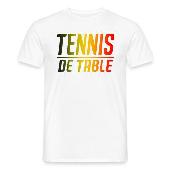 TENNIS DE TABLE TENNISMEN TENNISWOMEN SPORT - T-shirt homme - blanc - Devant - AI Model Male 178 dark (178cm)