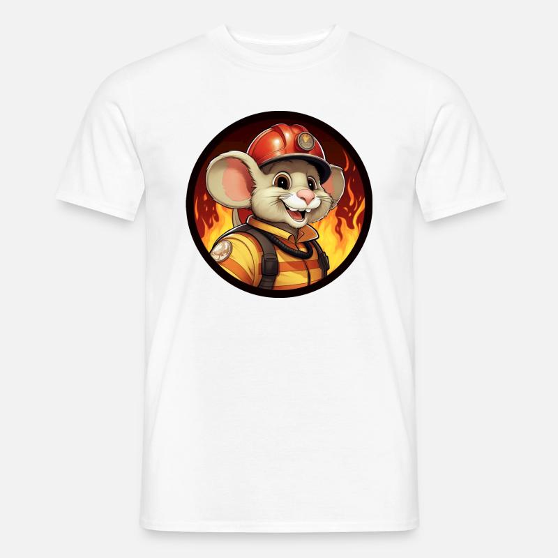 Feuerwehrmann Maus - Männer T-Shirt - Weiß