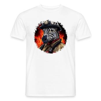 Zèbres Pompiers / Pompier Zebra - T-shirt homme - blanc - Devant - AI Model Male 178 dark (178cm)
