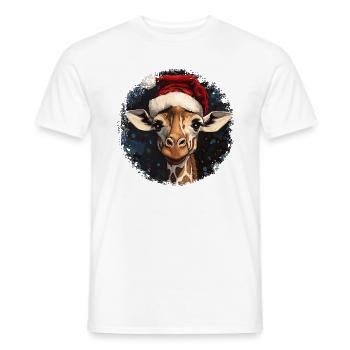 Christmas Giraffes - Men's T-Shirt - white - Front - AI Model Male 178 dark (178cm)